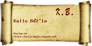 Kello Béla névjegykártya